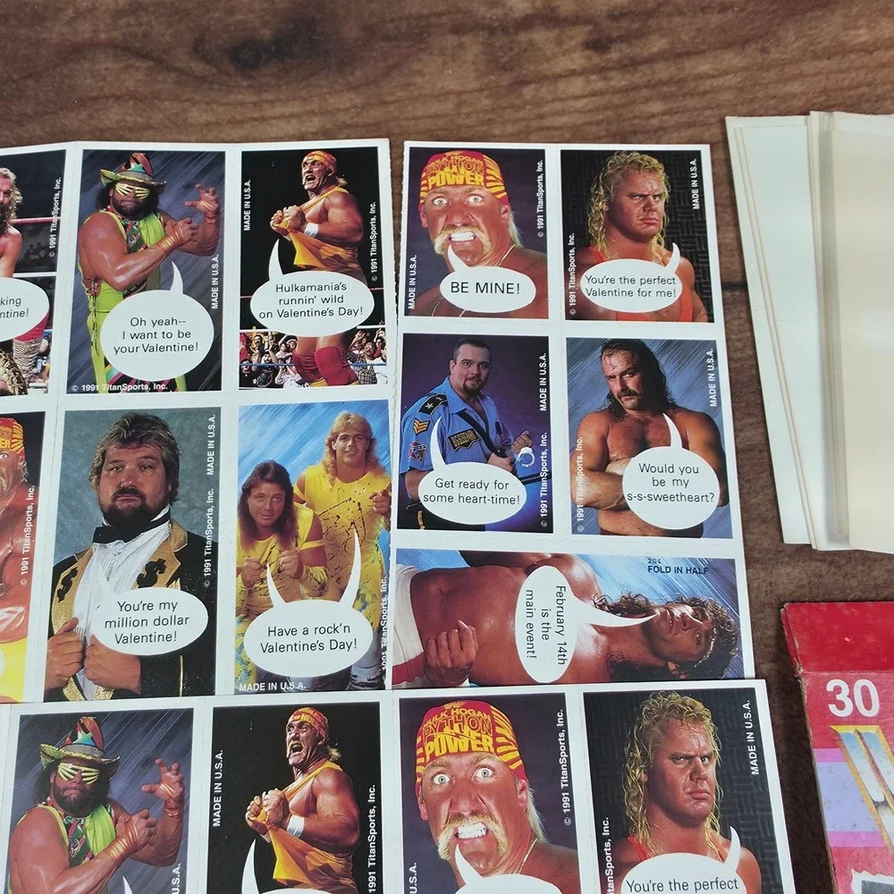 WWF Superstars Valentines Kids OS Red Good 1991 Hulk Hogan Macho Man Retro